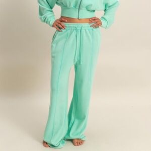 Acid Wash French Terry Wide-leg Pants